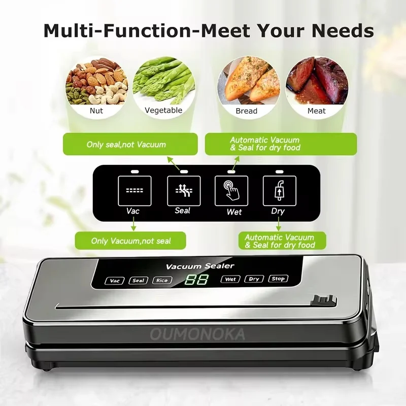 2026 Electric Vacuum Sealer, Touch Button Operation, Automatic Sealing for Dry & Moist Food, Compact Kitchen Food Saver New