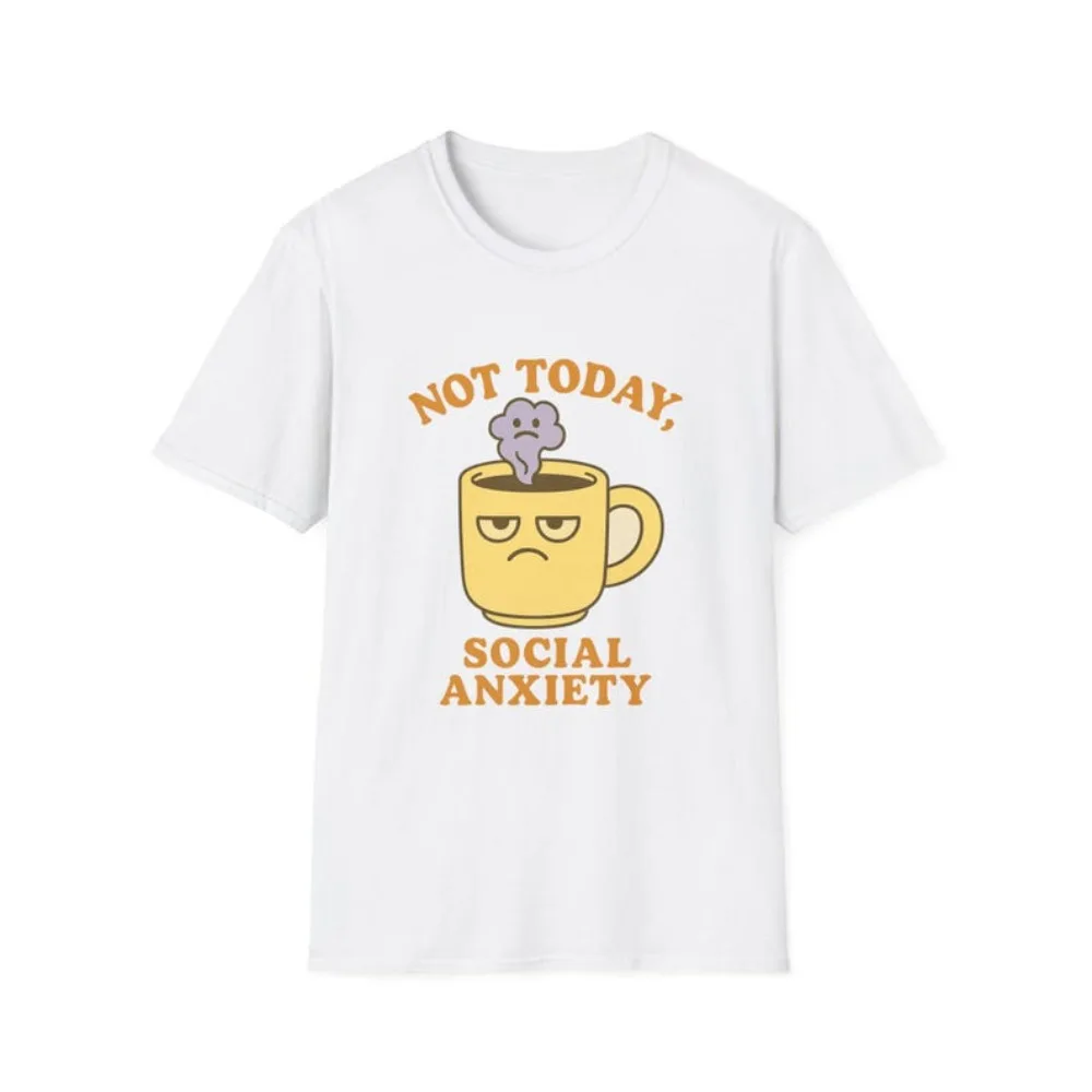 Not Today Ansia sociale T-shirt Divertente Introvert Pastello T-shirt unisex Unhappy Mug Caffè Grafica stampata Tshirt Roupas Feminina