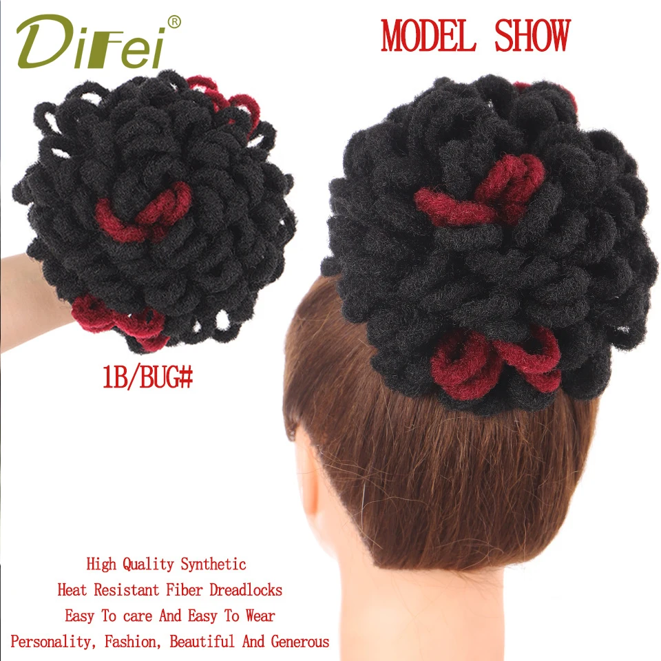 DIFEI Synthetic Wig Female Dirty Braid Contracting High Temperature Silk Fluffy Bun Contracting Drawstring Explosion