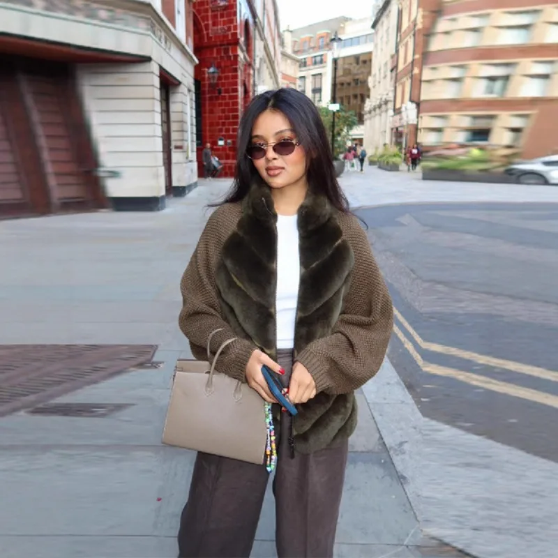 جديد إمرأة Y2K موضة أفخم مخطط سترة مشغولة من الصوف الدافئة جاكيت زيبرا الخريف والشتاء الاتجاه الخريف الشتاء معاطف الموضة 2026 #1