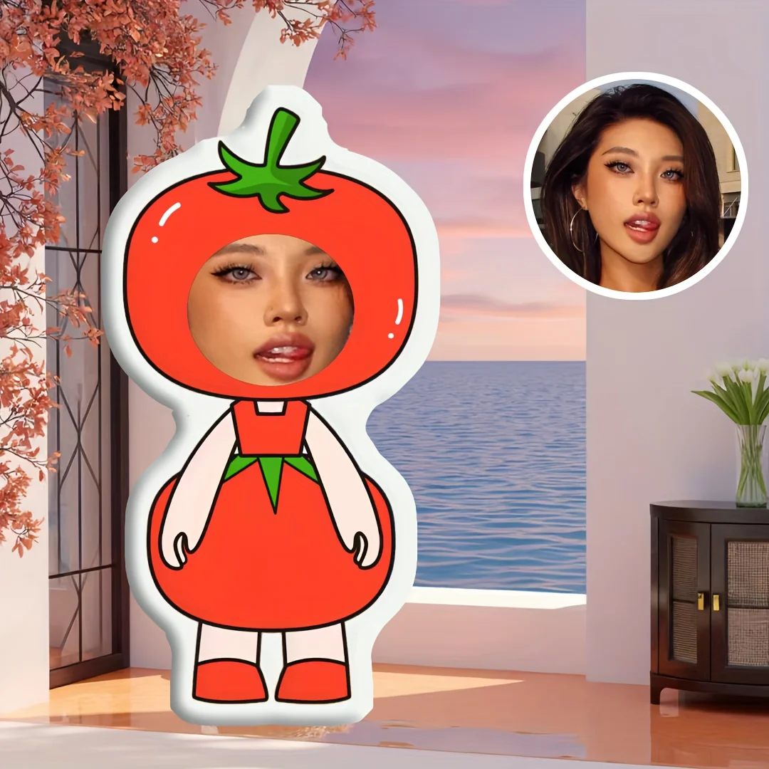 Custom Tomato-Shaped Pillow – A Personalized Tomato-style Pillow That Can Hold Family Photos, Perfect for Sofa and Bedroom Decor