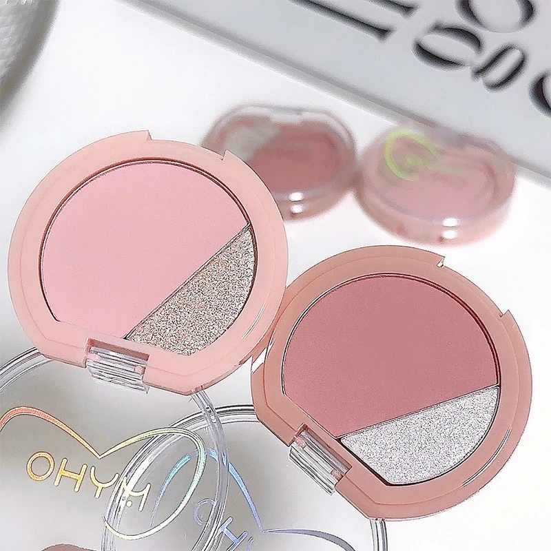 Evidenziatore fard perlescente opaco 2 in 1 Impermeabile naturale tenero delicato colore delle guance schiarente trucco per il contorno del viso