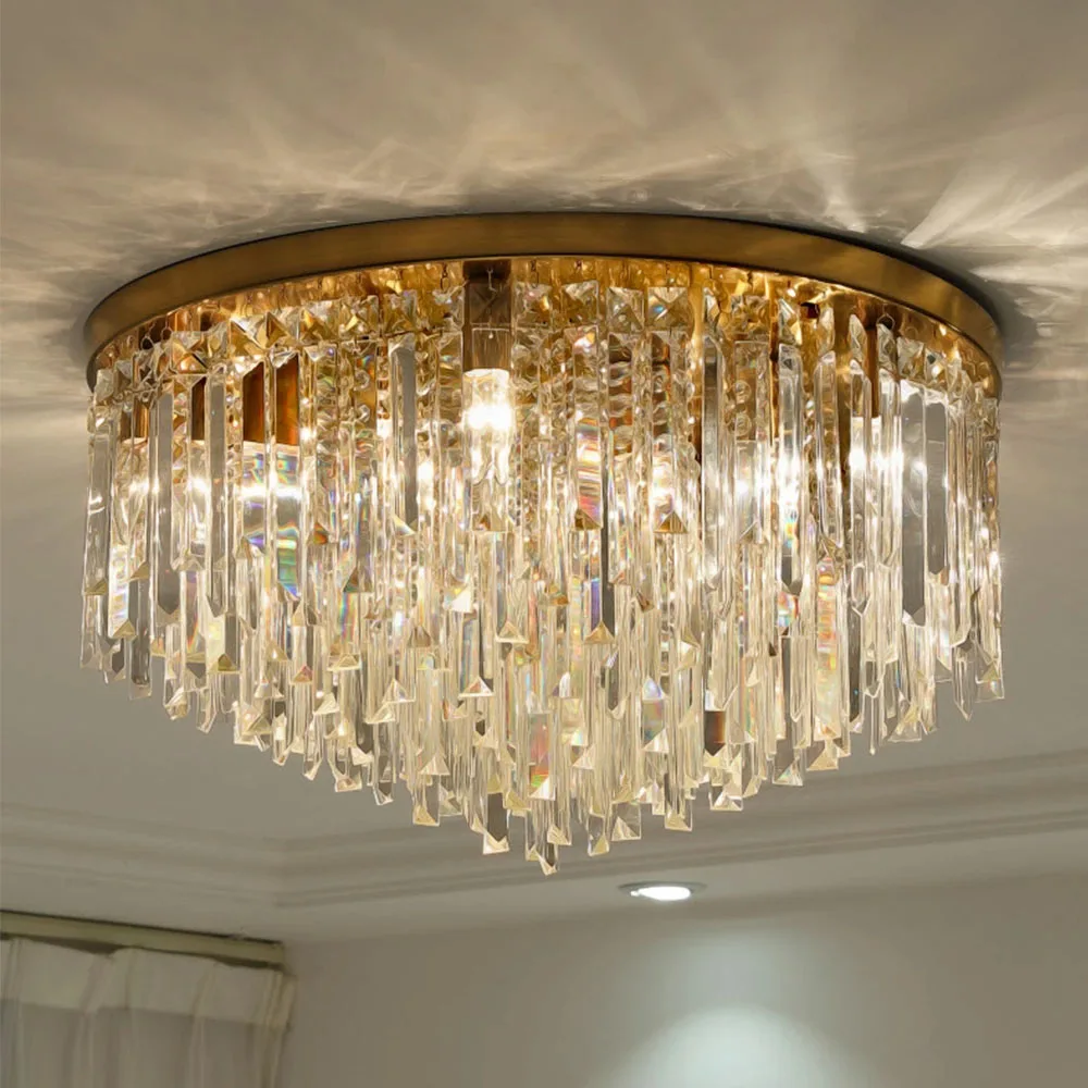 

Modern minimalist crystal circular ceiling light, bedroom, dining room, living room, grand LED light luxury lighting and decorat