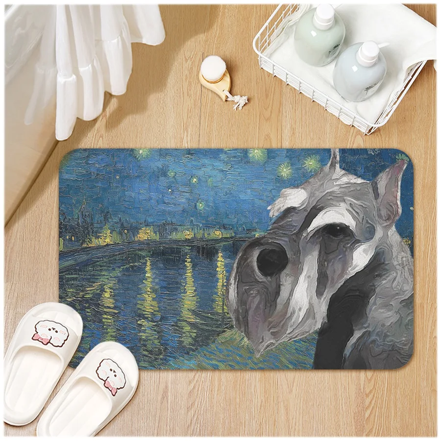 Pet Feeding Mat Non-Slip Schnauzer Dog Food Bowl Place Mat Waterproof Kitchen Floor Rug Puppy Dinner Pad