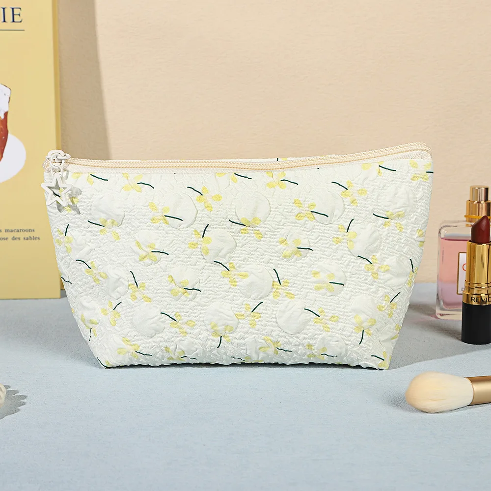 

Zipper Floral Flower Printed Toiletries Pouch Puffy Makeup Bag Cosmetic Pouch Cosmetics Storage Organizer For Women Travel