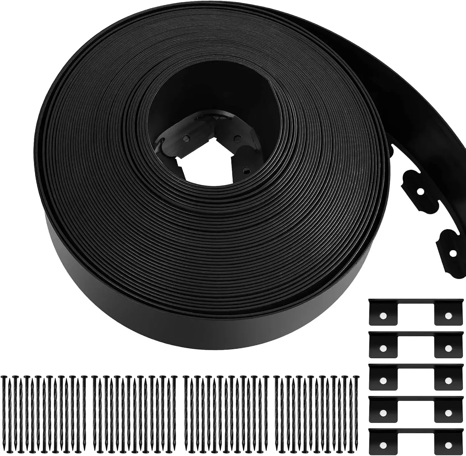 4.5'' x 100' Landscape Edging Kit Plastic Garden Edging Border Coil Include 90 Anchoring Spikes for Lawn Garden Grass Yard