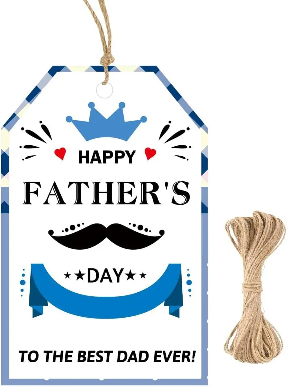 

100 шт. Подарочные бирки на День отца для папы Подарочные пакеты Бирка Happy Fathers Подвесные бирки на веревке Сувениры для вечеринки на День отца ﻿