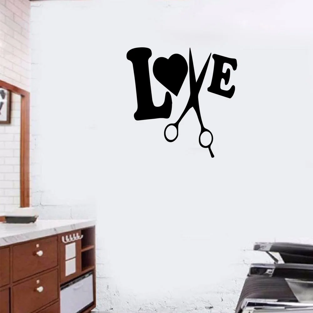 

1 pc pretty Barber Tools with love Wall Sticker Pvc Wall Stickers Wall Art WallPaper Diy Pvc Home Decoration Accessories