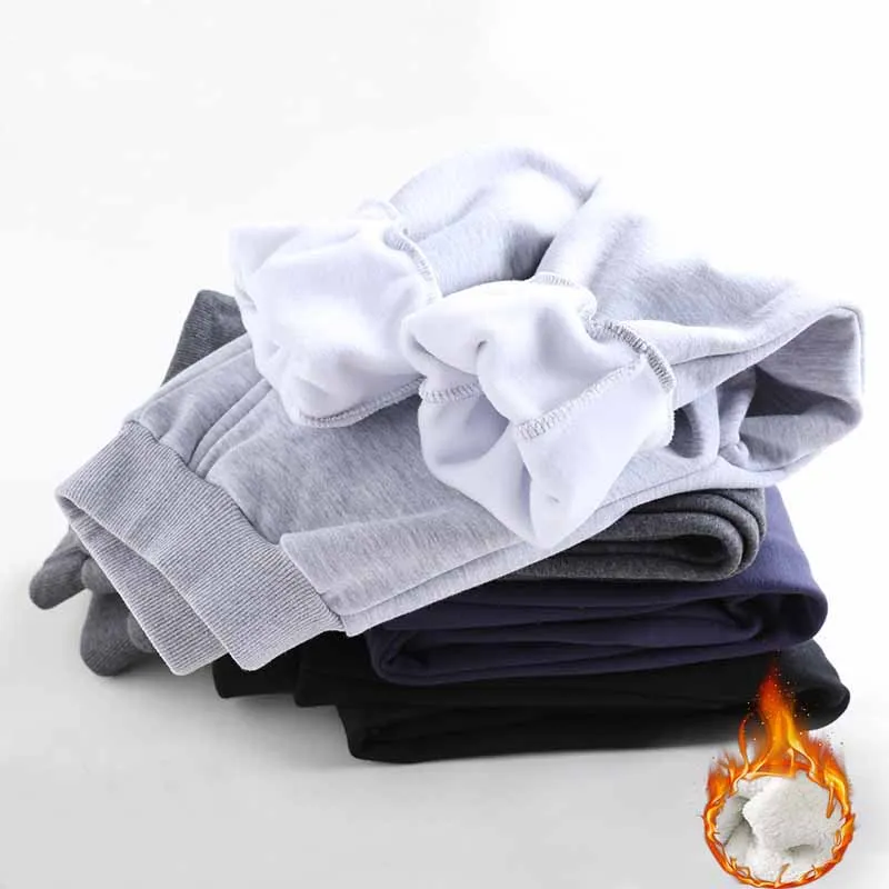 

Брюки с подкладкой для мальчиков, флисовые спортивные штаны для девочек, зимние теплые брюки, детские однотонные повседневные штаны, осенние новые детские модные штаны