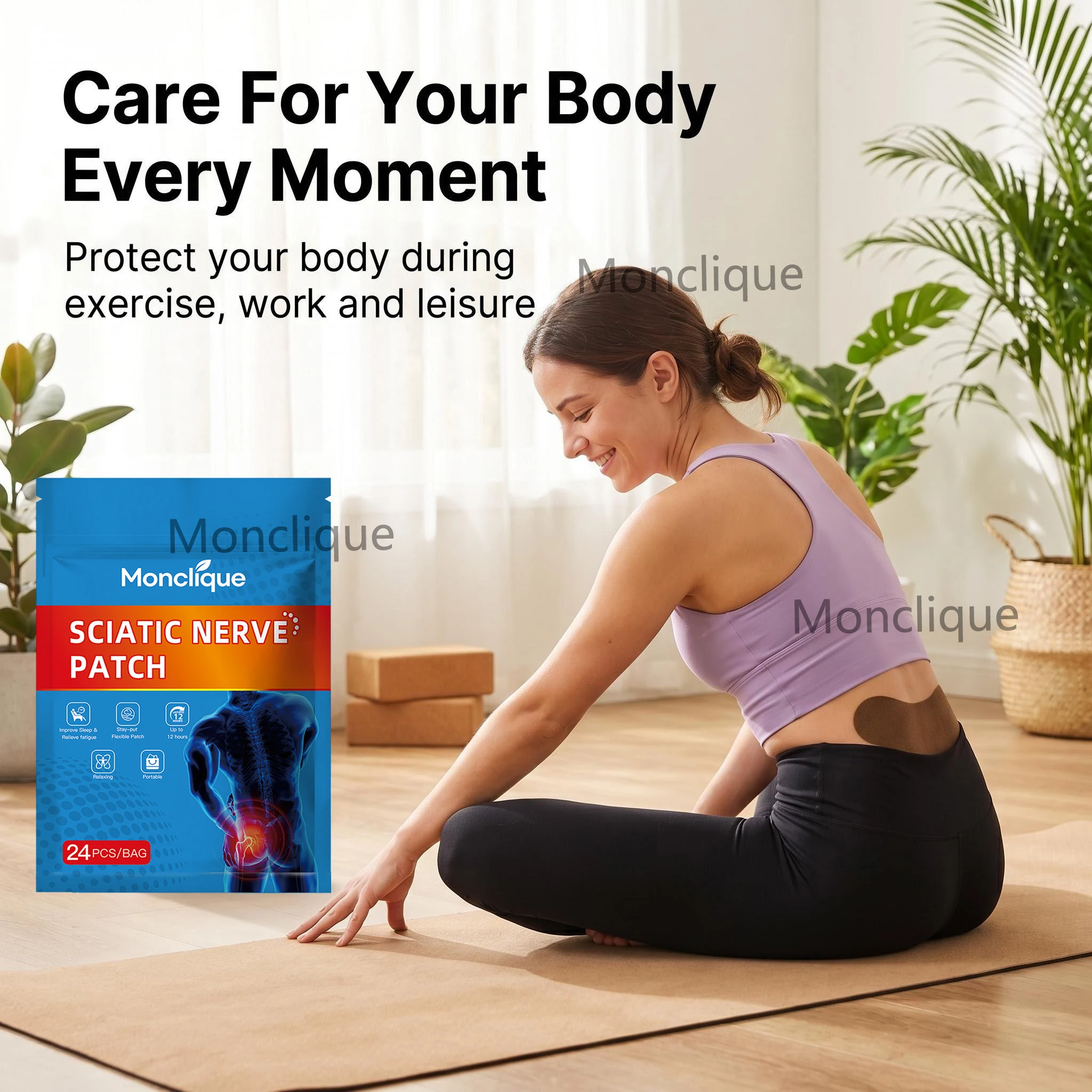 Parche de masaje para nervio ciático, parche para el cuidado de la salud, vendaje de soporte lumbar, herramientas transpirables para relajación muscular, 24/96 Uds.