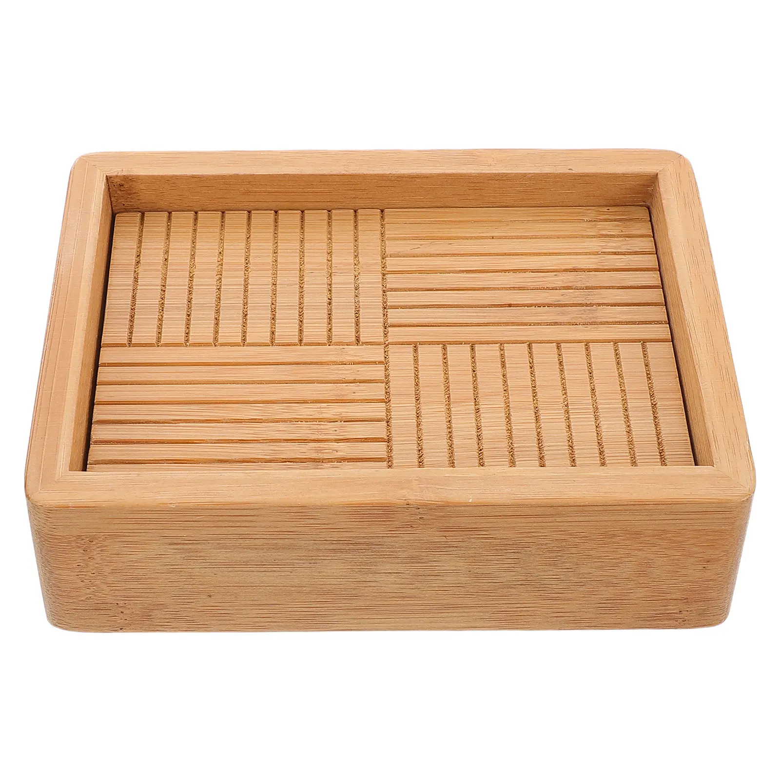 

Bamboo Soap Dish Rectangle Holder Large Size Rustic Bathroom Tray Open Structure Shower Platter Container Kitchen