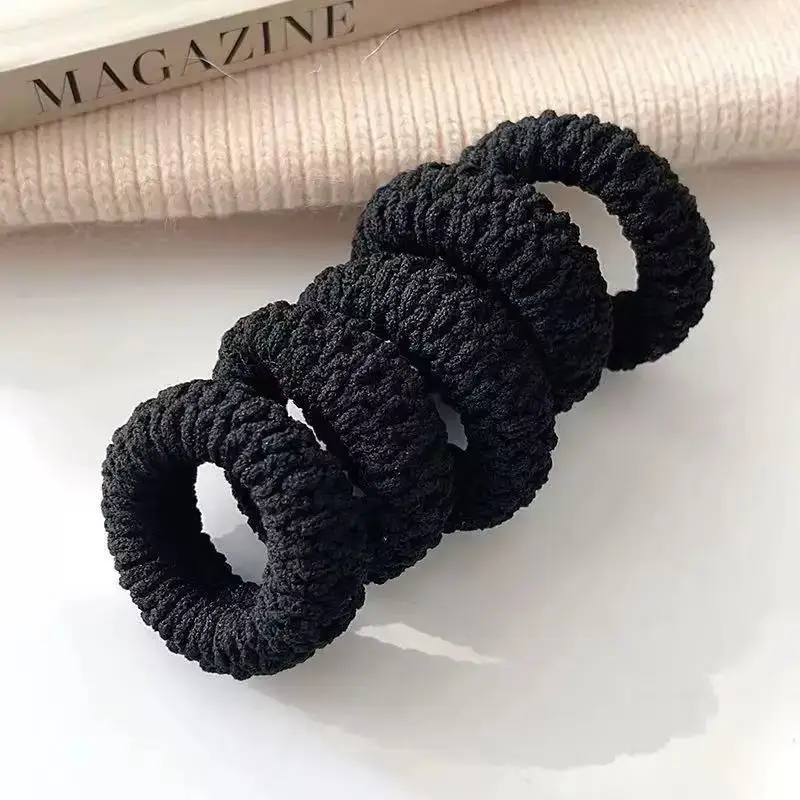 5/10/20 Pieces Black Popcorn Hair Ties, High Elasticity Thick Hair Bands, Towel Rings, High Ponytail Hair Bands That Don'T Damage Hair, Black Hair Ties for Autumn and Winter
