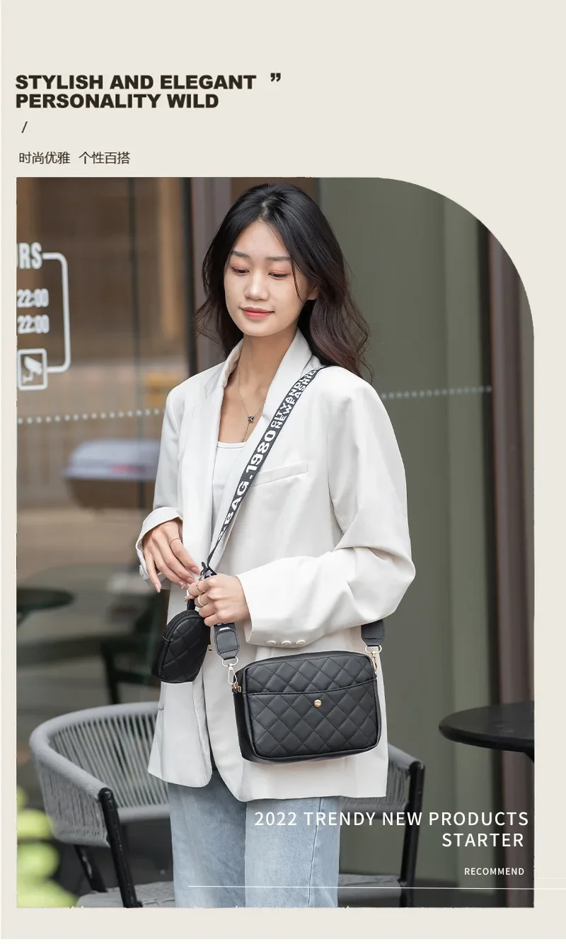 Women\'s bag 2023 new Korean version all-match simple rhombus messenger bag casual fashion shoulder bag