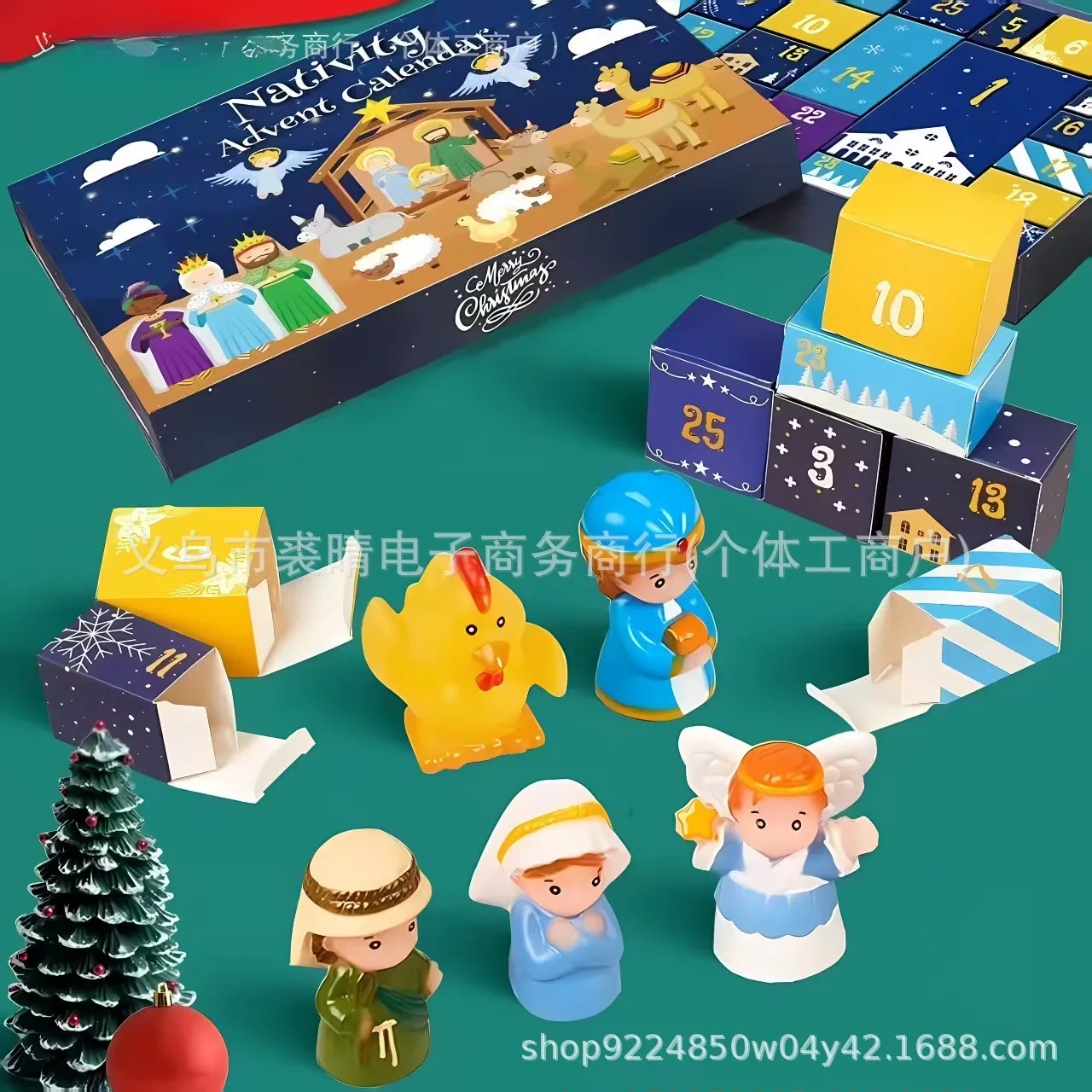 Calendrier de l'avent de scène de la nativité 2D 3D en résine, calendrier de compte à rebours de 24 jours, cadeaux religieux chrétiens, boîte aveugle de jouet du nouvel an 2026