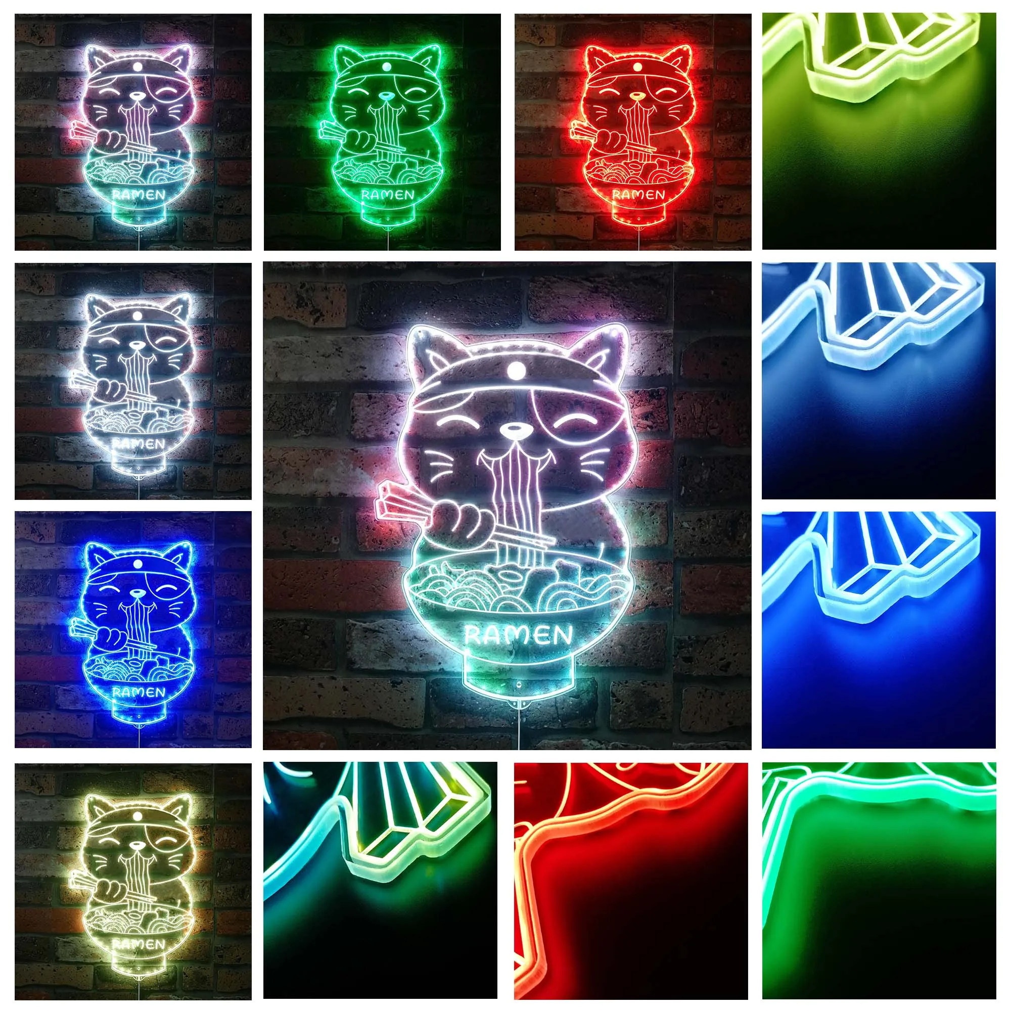 Ramen Cat Happy Face Noodle Restaurant Glam Led Neon Sign st06-fnd-i0028-c