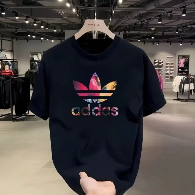 

S-5XL Summer And Autumn Simple And Trendy Machine-printed Loose And Casual Short-sleeved Men's And Women's Sportswear Top
