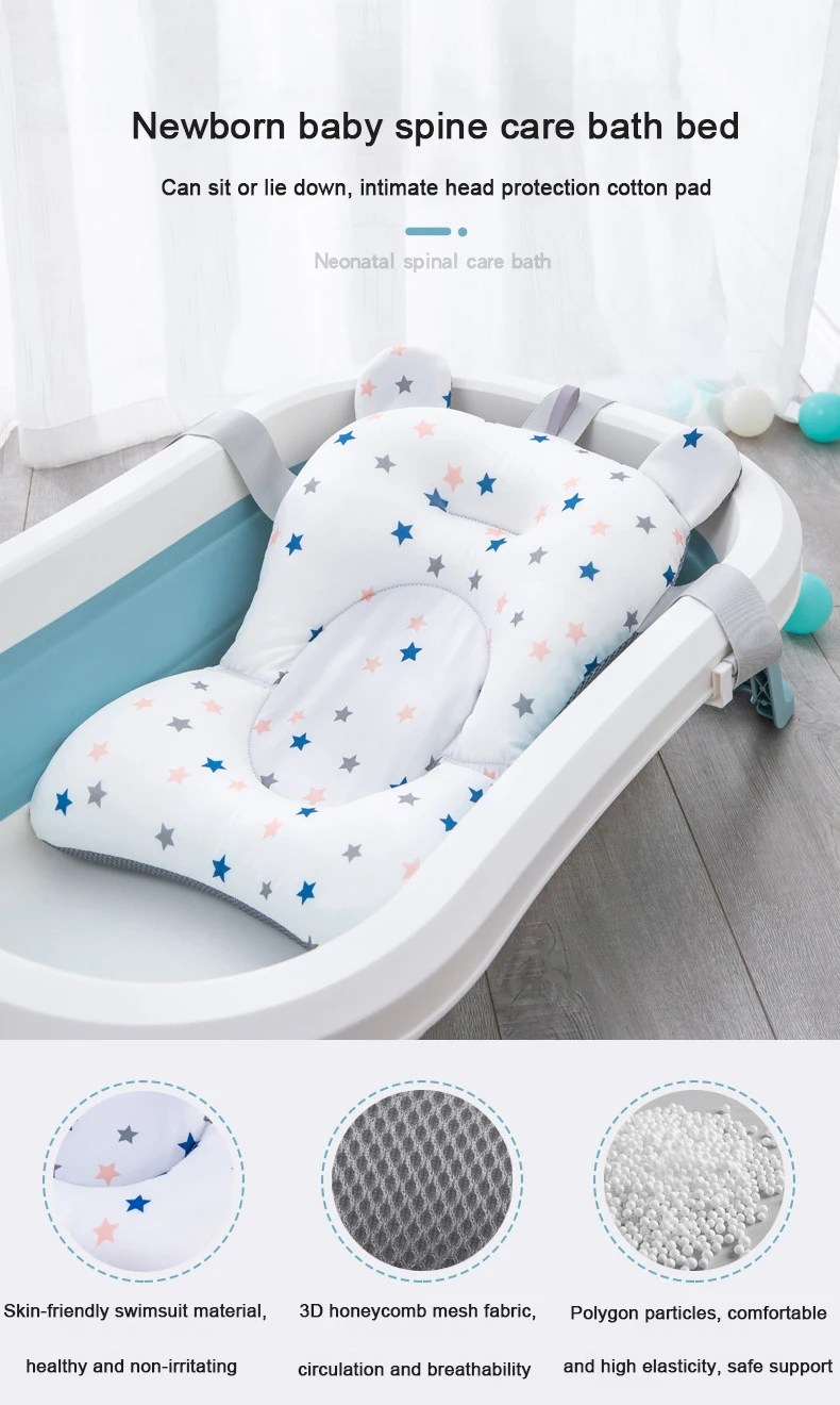 Baby Bad Sitz Unterstützung Matte Infant Anti-Slip Weichen Komfort Körper Kissen Faltbare Baby Badewanne Pad Stuhl Neugeborenen Badewanne kissen – Detail 2
