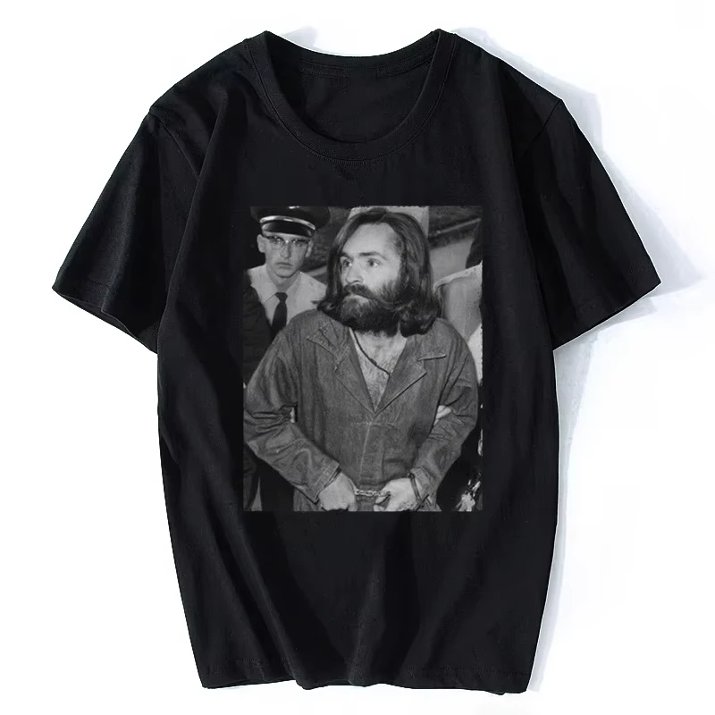 Charles Manson Tops Y2K Harajuku T-Shirt Retro-Klassik-Print Kurzarm Lässiges, lockeres Streetwear-T-Shirt mit Rundhalsausschnitt, Unisex – Detail 7