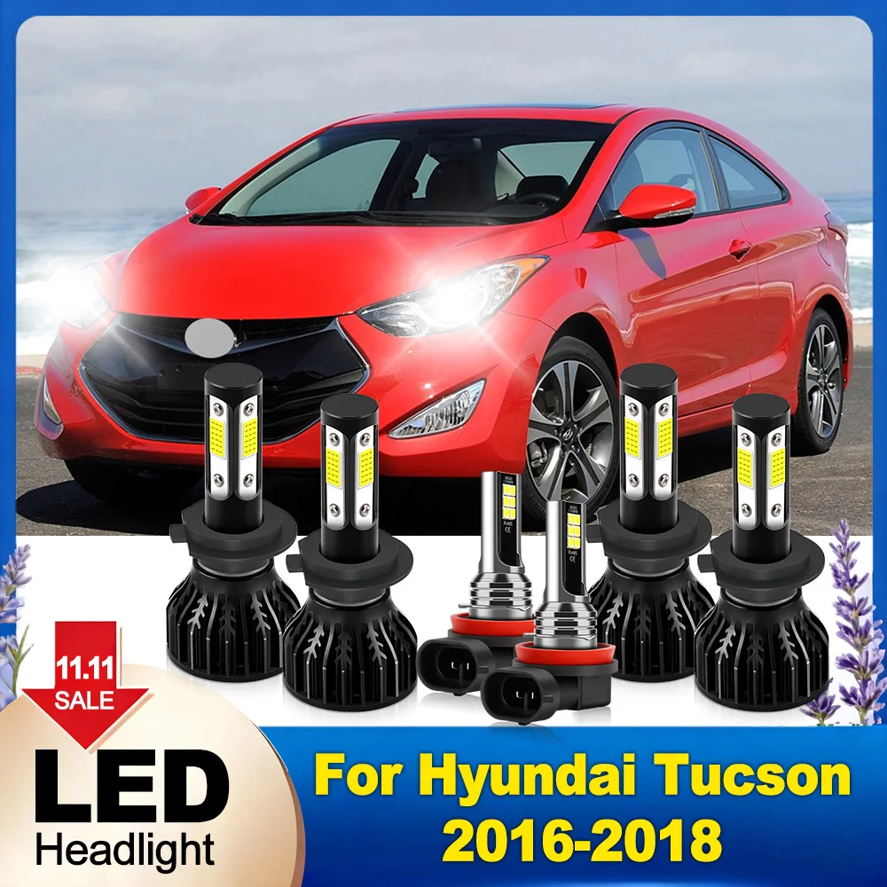 

LED Headlight 6000K White 60000LM COB Chips High Low Beam Headlamp Fog Light For Hyundai Tucson 2016 2017 2018 Plug and Play