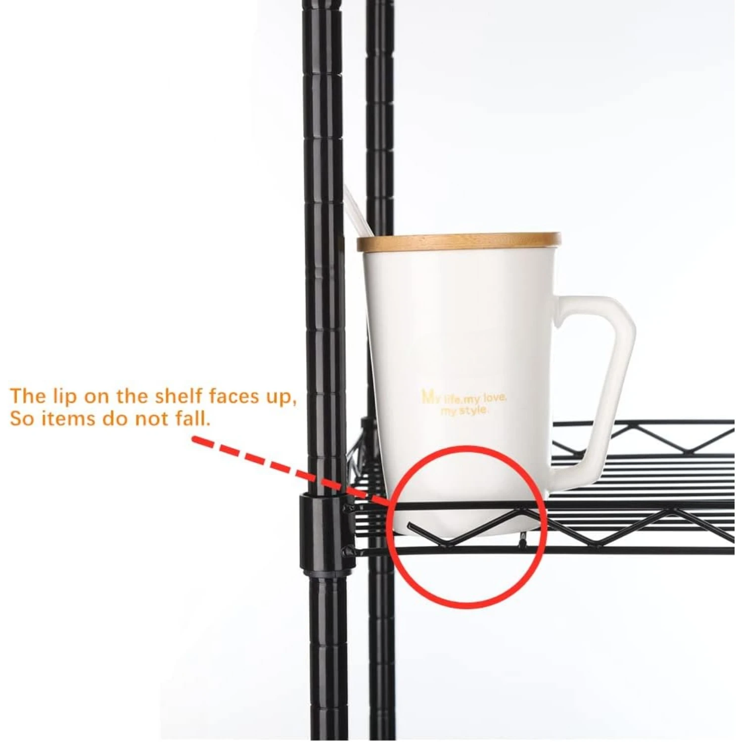 5-Wire Shelving Metal Storage Rack Adjustable Shelves,Standing Storage Shelf Units(Black,11.8" D x 21.2" W x 53.5" H)