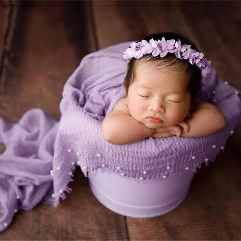 

Одеяло для фотосъемки новорожденных, одежда с жемчугом, реквизит для фотосессии, одежда на сто дней, вязаная повязка на голову, ткань для упаковки шапки