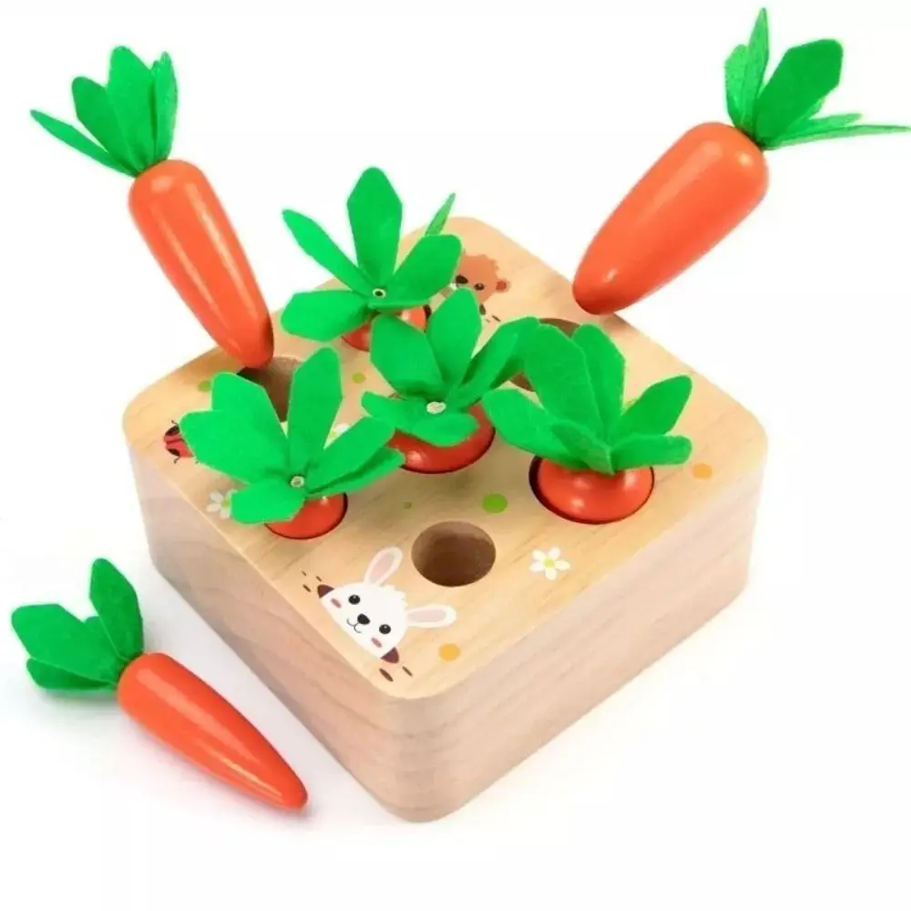 

New Wooden Pulling Carrot Toy Matching Baby Creative Puzzle Carrot Harvest Game Children Toddlers Farm Toys