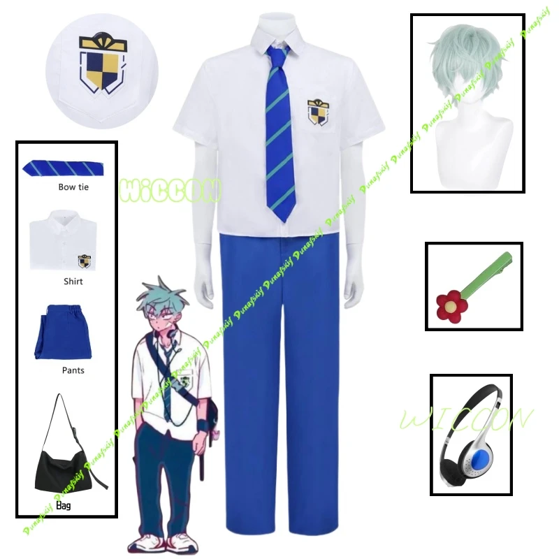

Alien Stage Till Cosplay Set - Anime Costume, Wig, School Uniform, Pants & Props | Includes Mask, Stickers | Customizable