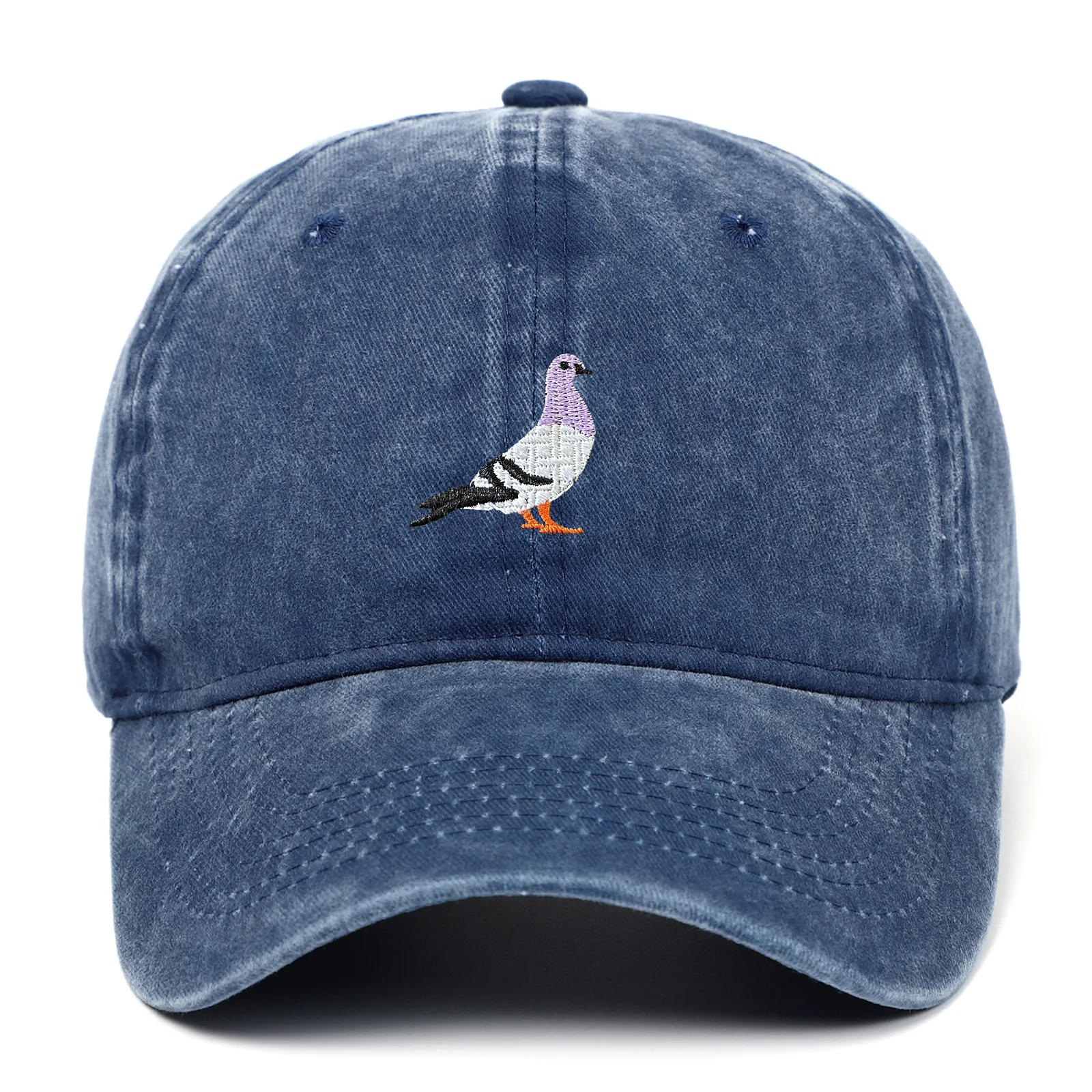 2024 Spring New Pigeon Embroidered Water Washed Sunscreen Sun Hat for Men and Women Outdoor Sports Fishing Sunshade Baseball Hat