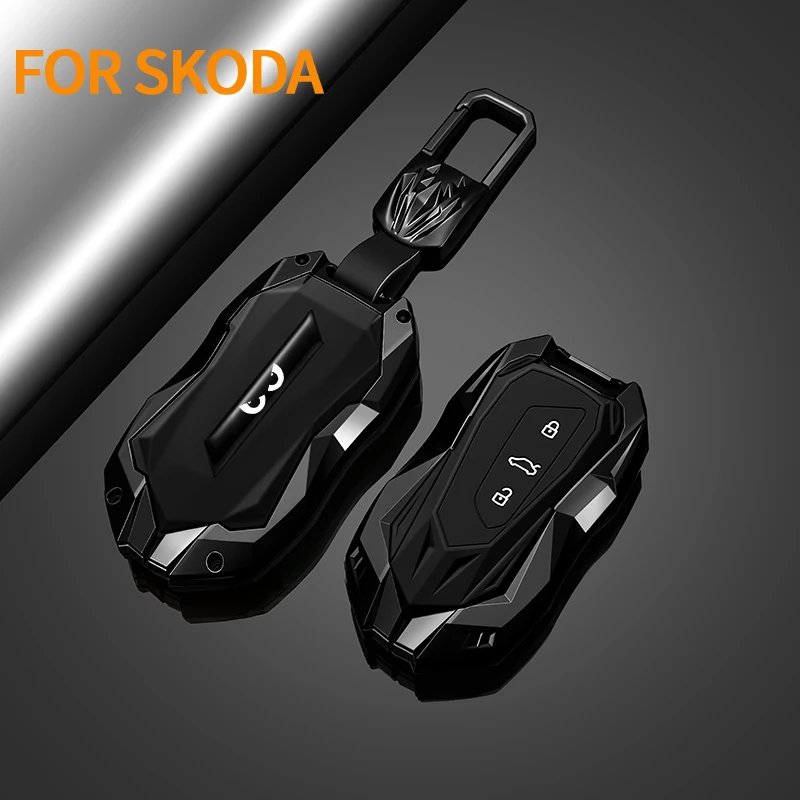 For Skoda Superb Mk3 Kodiaq Karoq Octavia Mk4 Scala Kamiq Zinc Alloy Car Key Case Protector Cubierta De Control Remoto