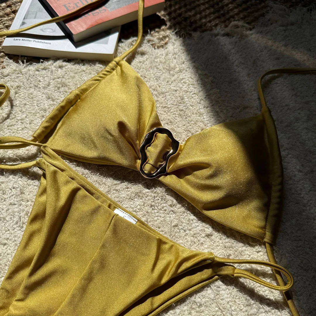 5 Farben, Metallring, Neckholder, hoch geschnittener Bikini, Damen-Badeanzug, zweiteiliges Bikini-Set, Damen-Badebekleidung, Badeanzug, Schwimmanzug V6340G – Detail 27