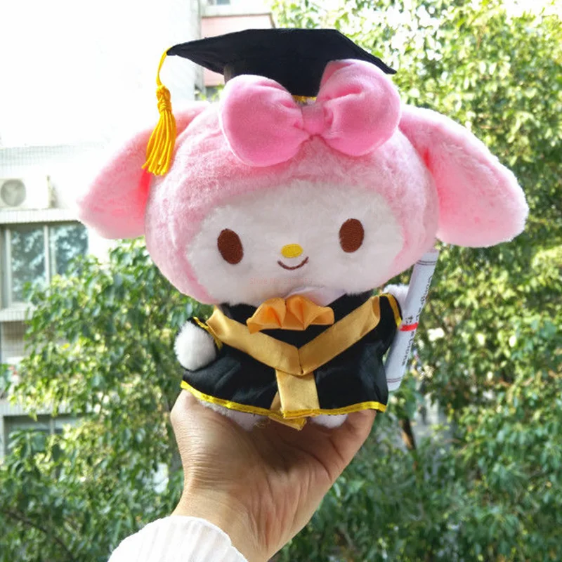 Anime Sanrio My Melody Kawaii Kuromi Hello Kitty Cinnamoroll Cartoon Graduation Dr Hat Costume Doll Plush Toys For Kids Gifts