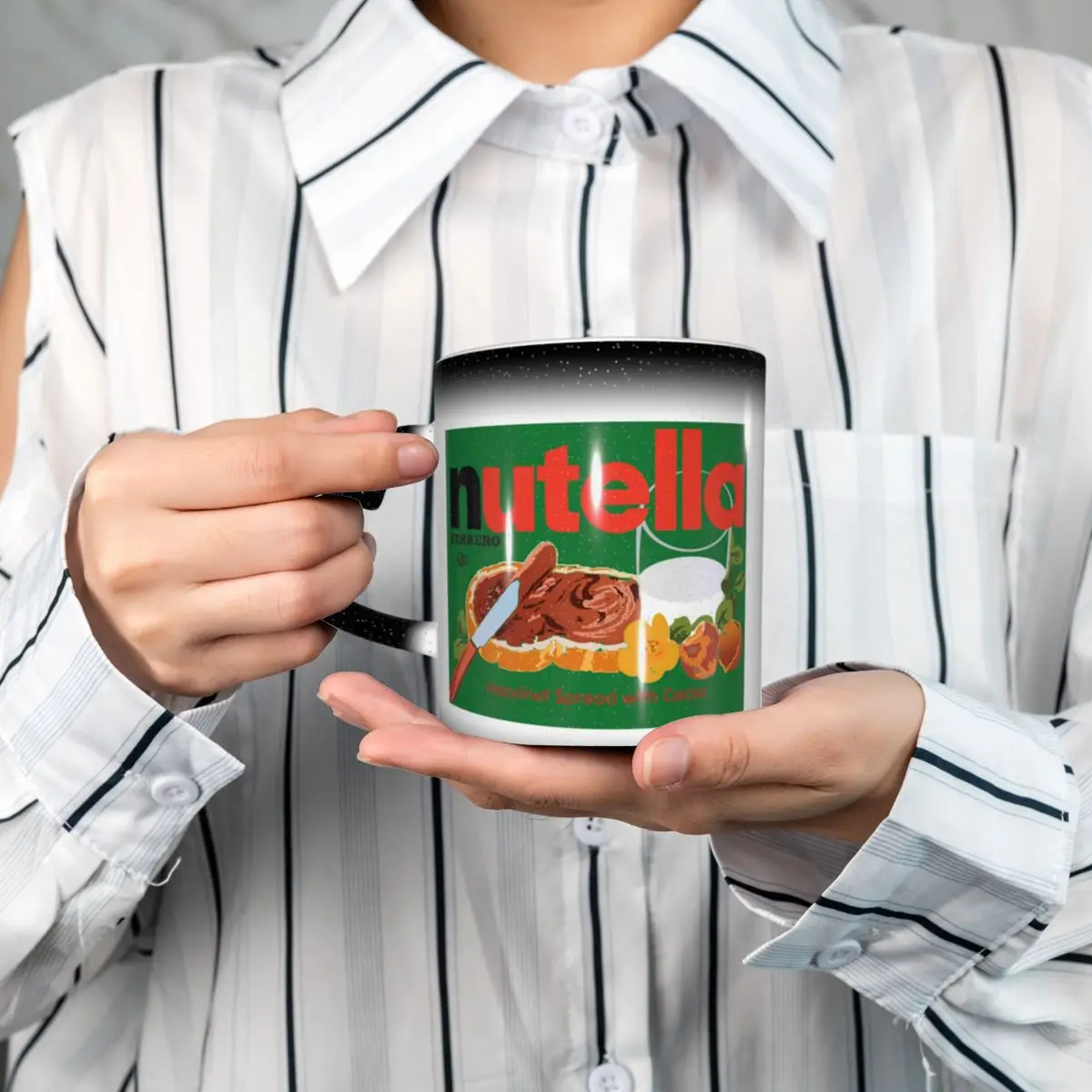 Iconic Nutella Hazelnut Cocoa Spread Design Mug Funny Ceramic Coffee Cups Tea Mugs Milk Cup Drinkware Gift for Friends