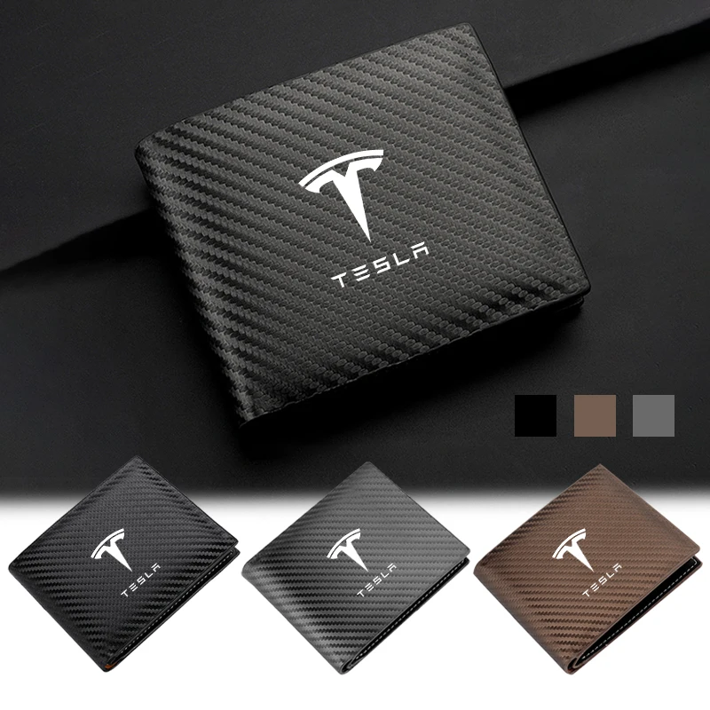 

Carbon Fiber Leather Car Driver License Bag Driving Credit Card Documents Wallet Holder For Tesla Model3 Model S Model X Model Y