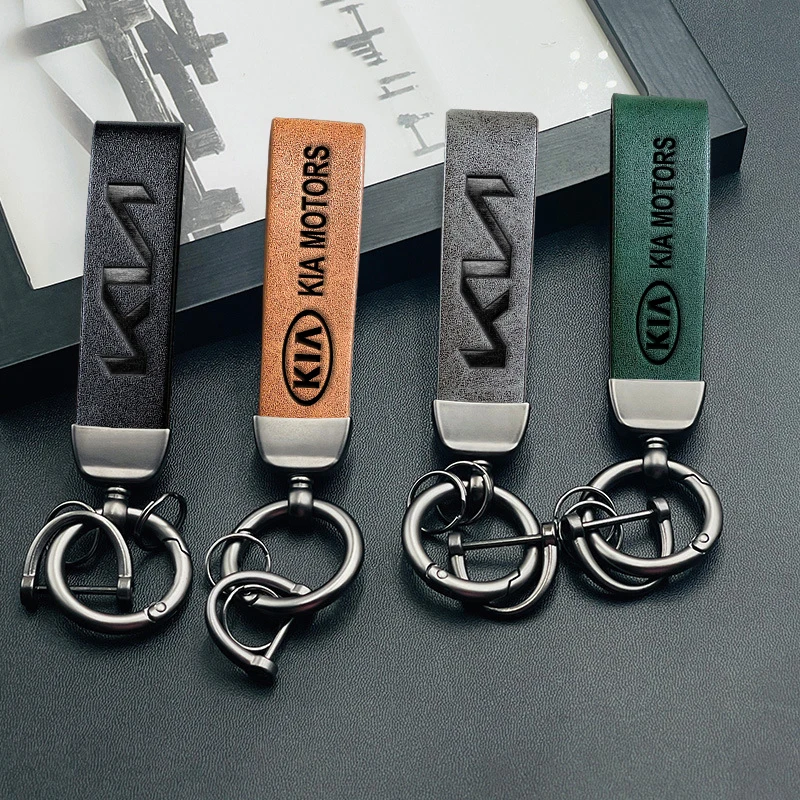 سلسلة مفاتيح سيارة جلدية فاخرة مطبوعة شعار كيرينغ اكسسوارات لكيا K9 سبورتاج نيرو K5 كرنفال EV6 EV9 EV3 K8 ستينغر فورتي #4