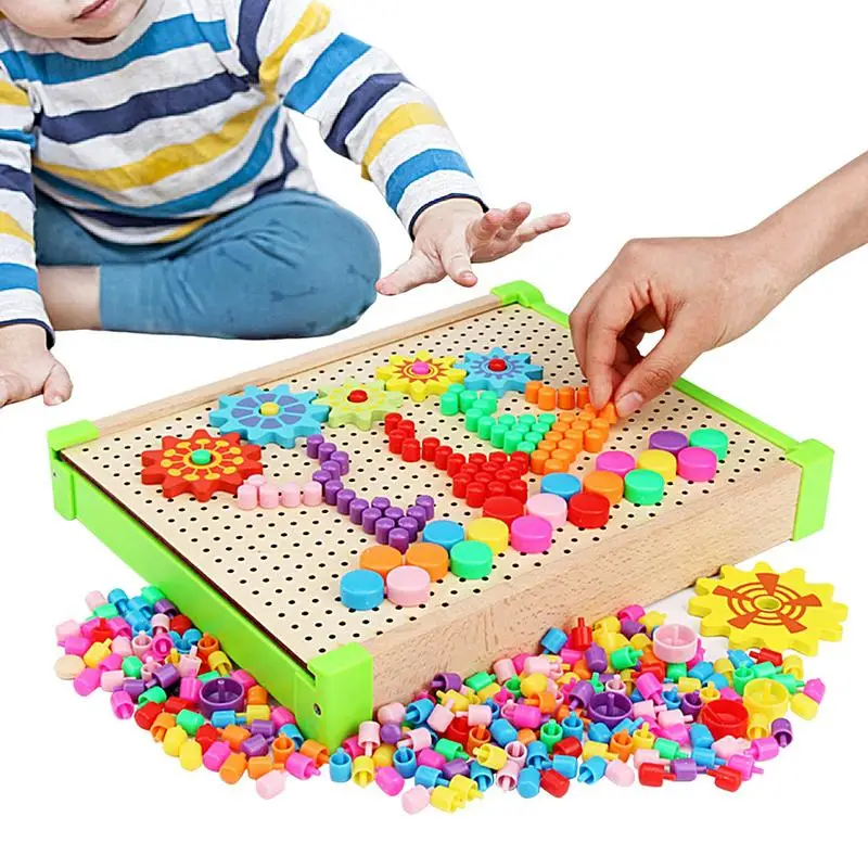 Color Pegboard Toy Montessori Pegboard Building Bricks For Children Pre-Kindergarten Color Matching Toys For Hand-Eye