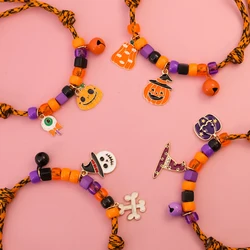 Cat and Dog Colorful Bead Necklace Halloween Funny Pumpkin Party Pet Accessories