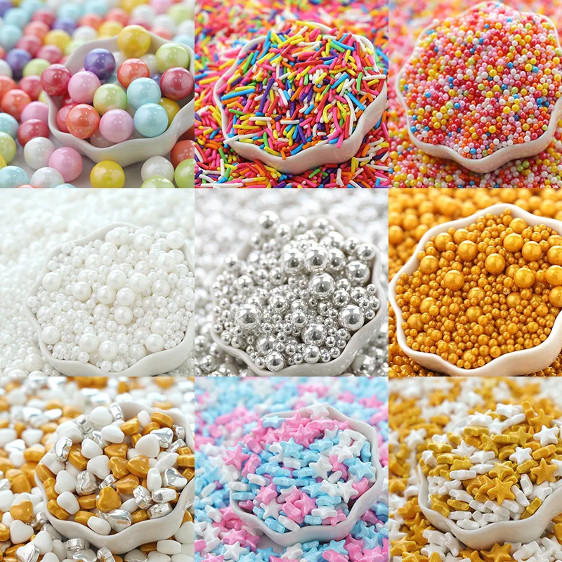 Sugar Beads Gold Beads Silver Beads Cake Decorations Baked Pastry Decorations Colorful Needle Candy Colorful Pearl Candy 500g