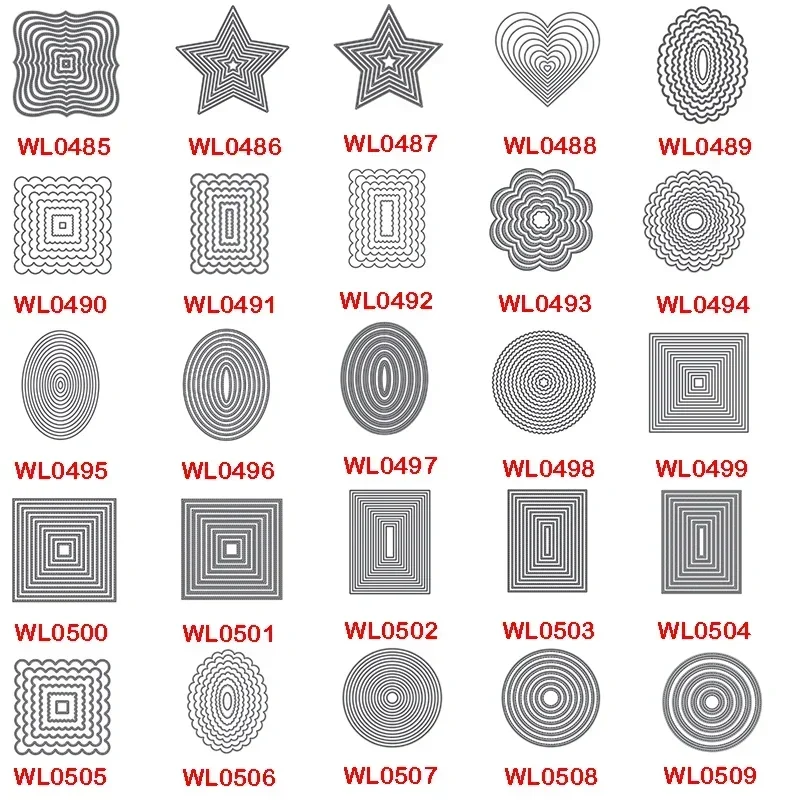 Neue Ankunft Rechteck Quadrat Kreis Oval Herz Stern Hintergrund Metall Stanzformen für Scrapbooking Herstellung Schablonen Fotoalben