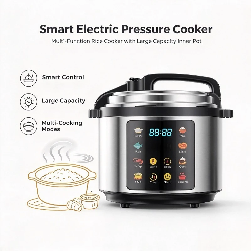 Electric Pressure Cooker Smart Household Multi Cooker Thickened Large Capacity Rice Cooker for Kitchen Food Cooking