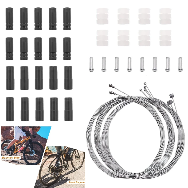 44pcs/set Bicycle Universal Cable Kit Shift and Brake Cable with End Caps and O-Rings for Mountain and Road Bike Repair Solution