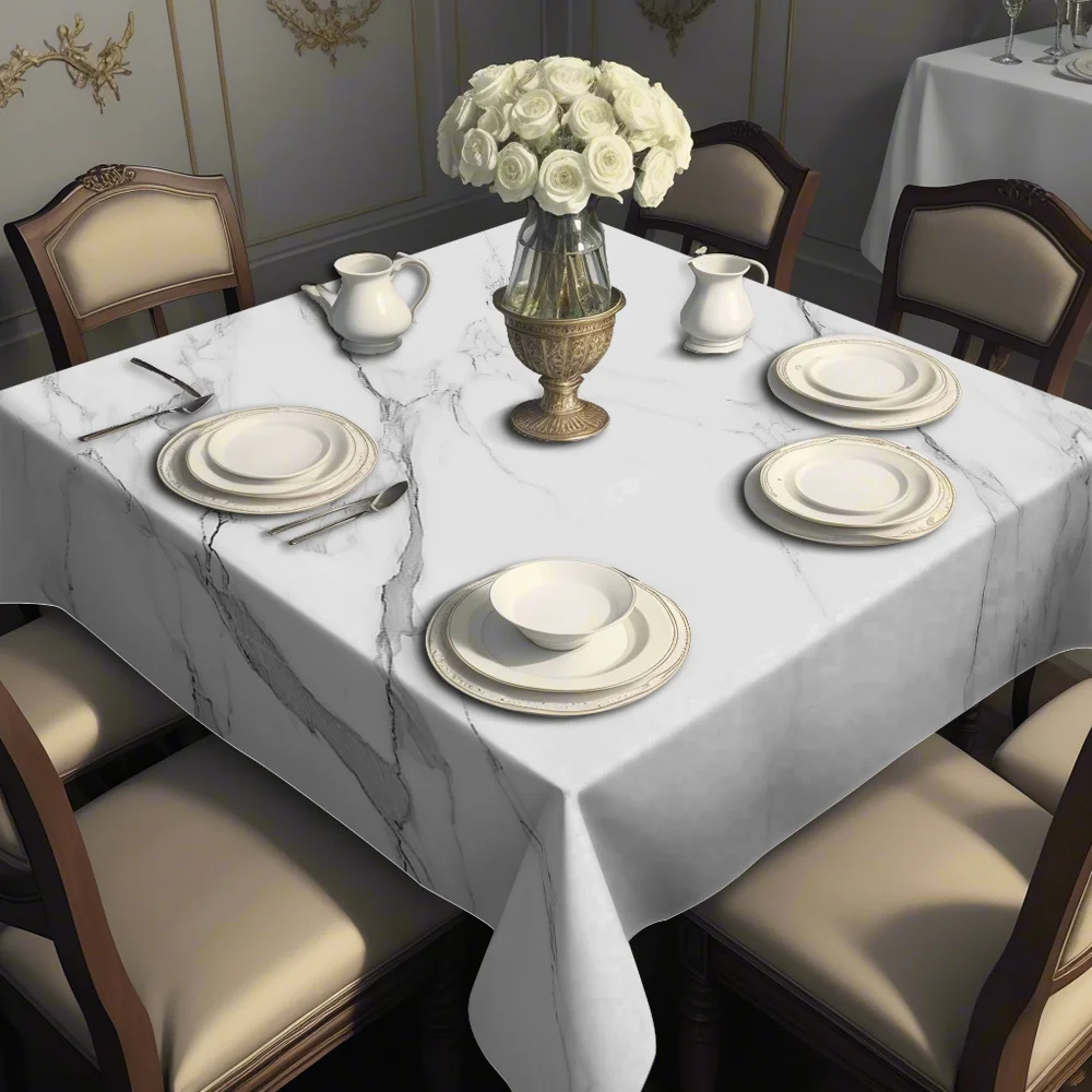Waterproof Marble Tablecloth Cover for Dining Room Furniture Elegant Spill Proof Table Linen for Home Decor