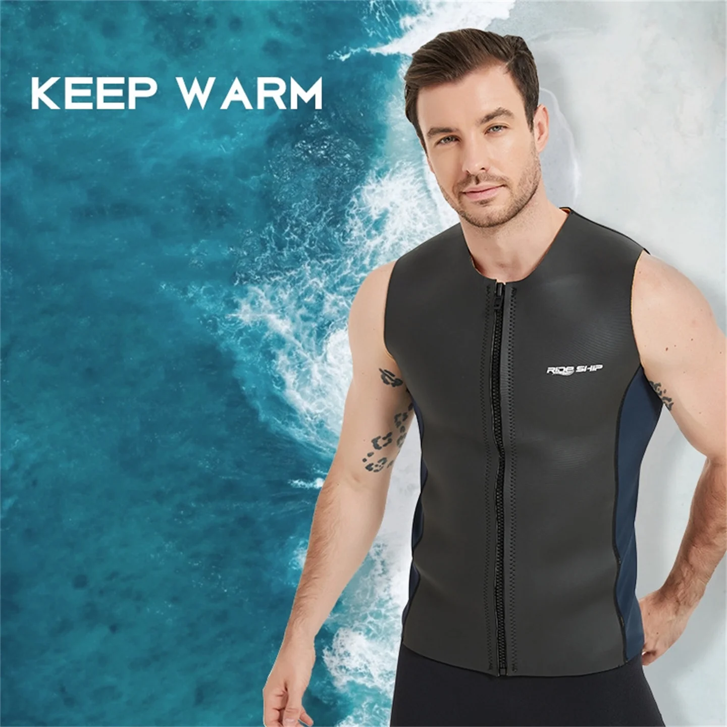 Gilet da sub caldo da 3 mm Snorkeling Immersioni Sport Muta senza maniche Muta divisa Gilet da nuoto alla deriva