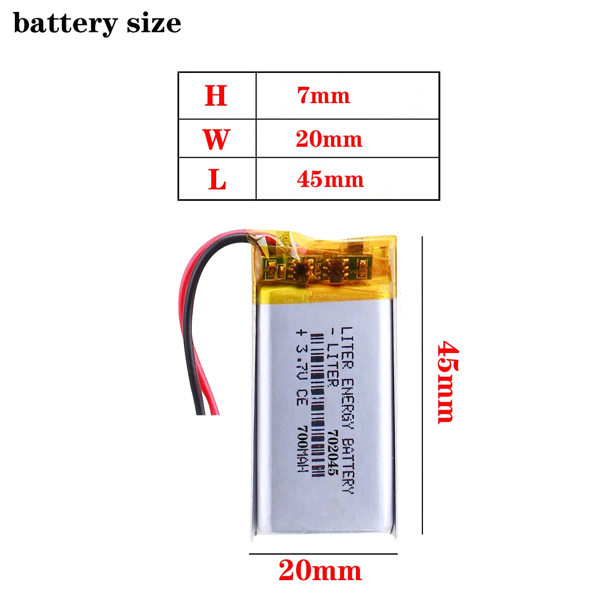 3.7V polymer lithium battery 702045 MP5 MP4 wireless WIFI digital products 700mAH