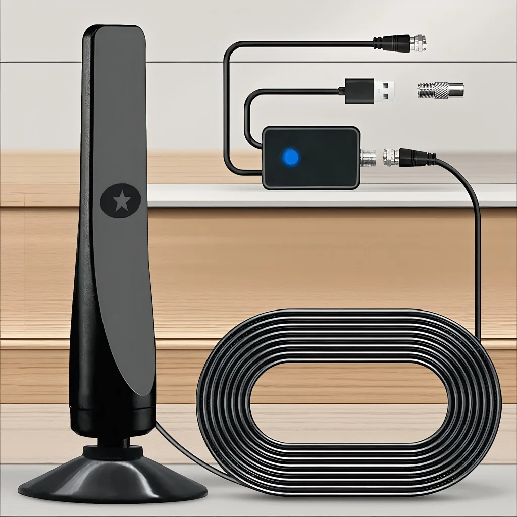 

Внутренняя антенна HDTV 4K с интеллектуальным усилителем и адаптером переменного тока