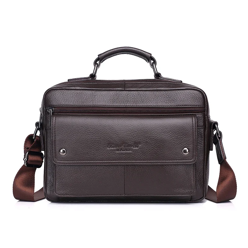 Genuine Leather Men Messenger Shoulder Tote Bag Handbag Business Male Real Cowhide Single Briefcase Cross Body Top Handle Bags