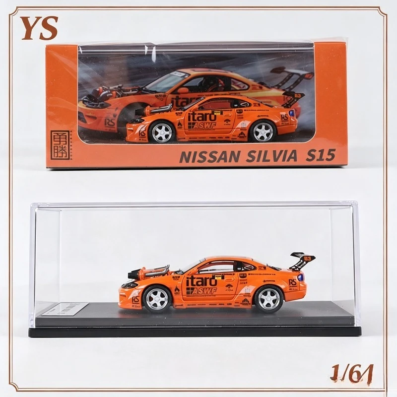 YS 1:64 alloy modified Nissan S15 4.0 V8 engine simulation car model figurine, collectible, adult decorative item, boy's gift