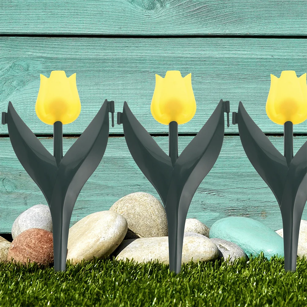 

10Pcs Realistic Tulip Flower Fence Decorative Garden Edging Outdoor Lawn Border Plastic Fencing for Garden Beds