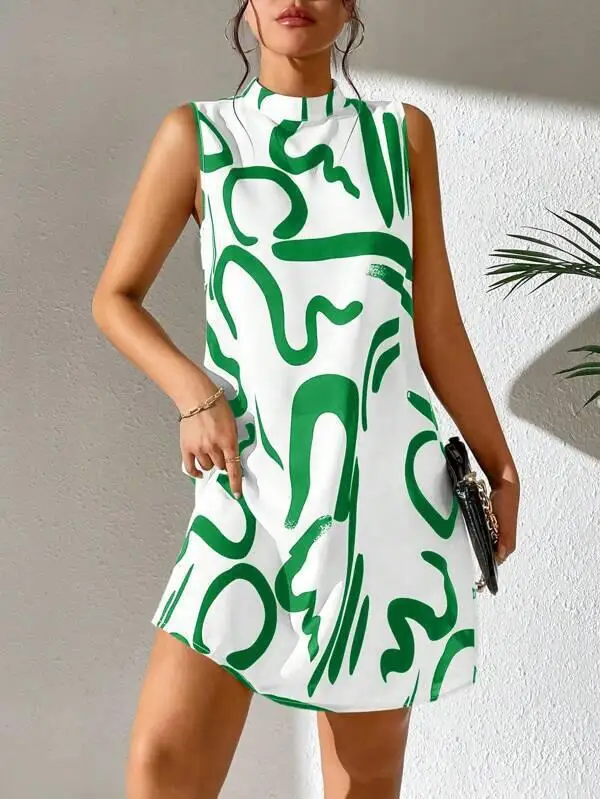 Sexy Sleeveless Woman Dress Office Lady Spring Summer Fashion Elegant Stripe Print O-neck Off Shoulder Dresses For Women 2024