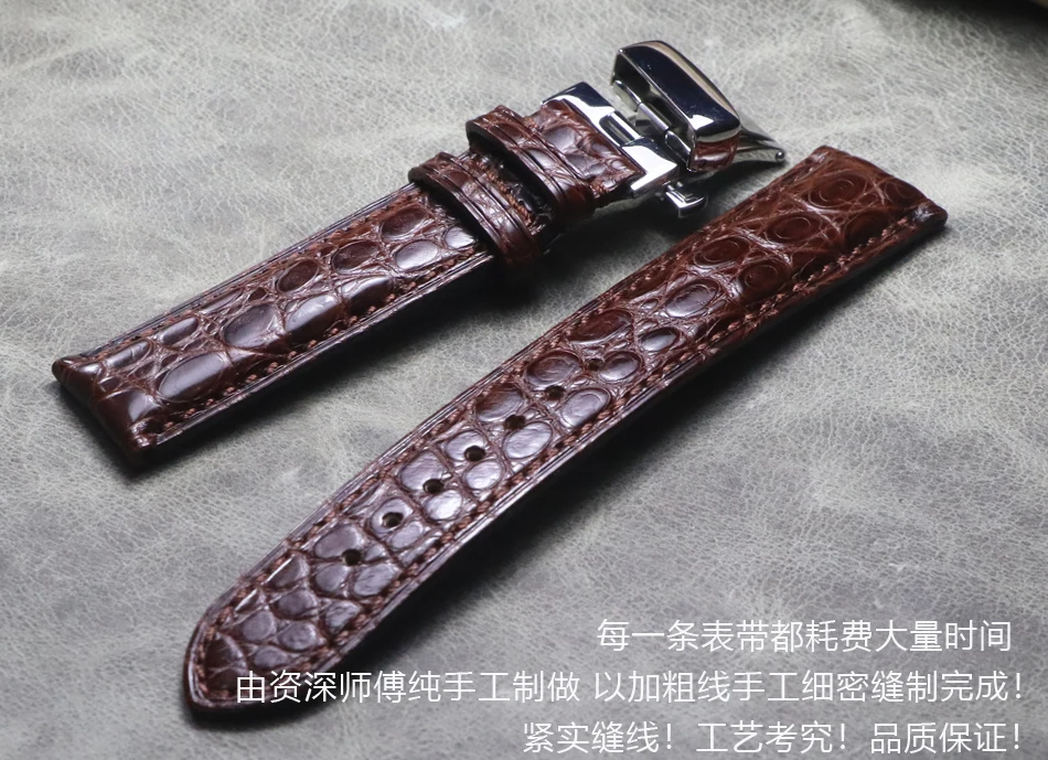 Butterfly Buckle Crocodile Leather watchband 18mm 19mm 20mm 21mm 22mm Luxury Genuine Alligator Watch Straps Bands Watch chain