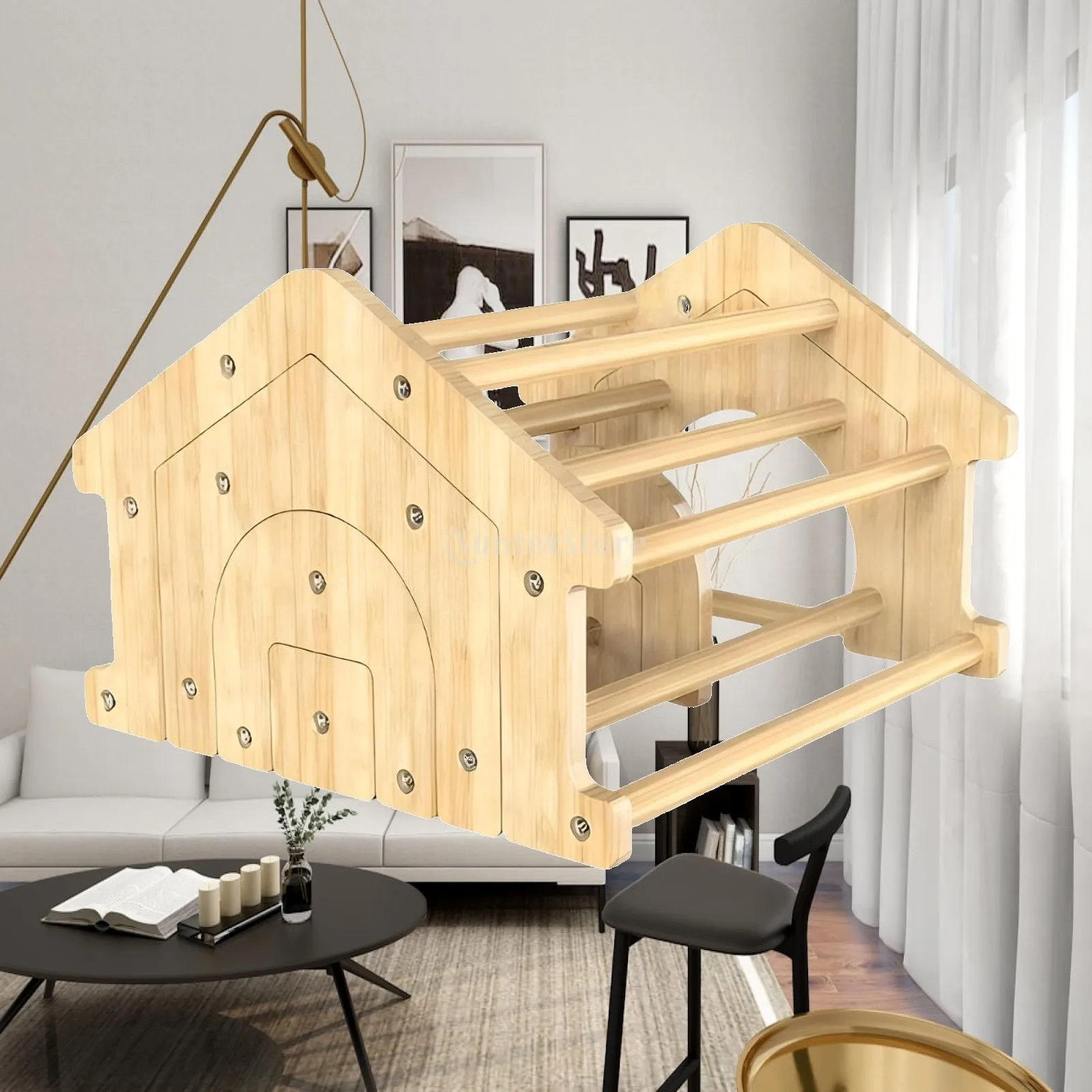 Farm Poultry Chicken Perch Wood Roosting Stand Bird Cage Accessory Outdoor Coop Enrichment for Active Hens